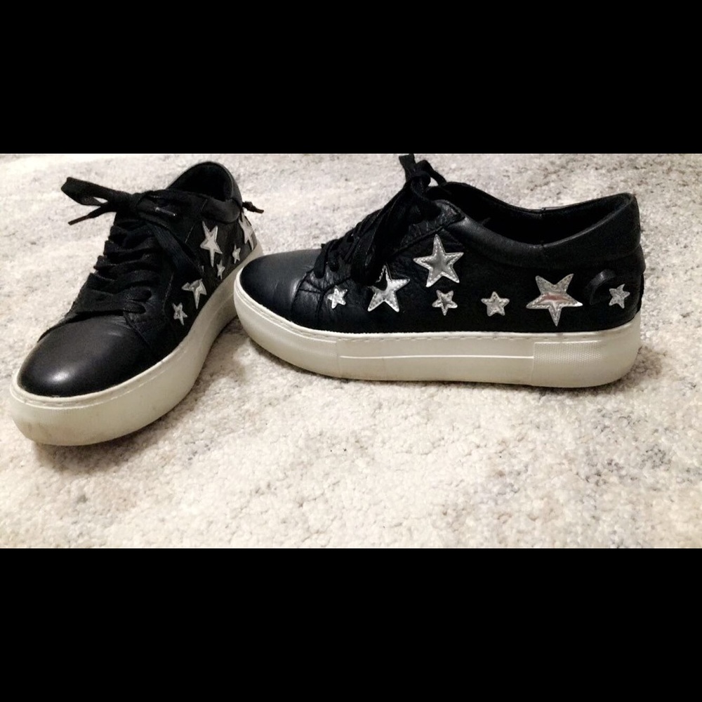 J/SLIDES black with silver stars, worn once